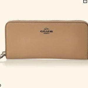 Coach Skinny Refined Calf Leather Snap CloseFolding Wallet - Beechwood/ Sky